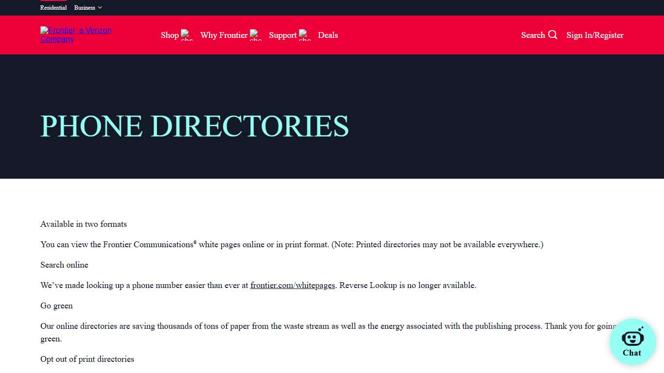 Frontier White Pages | Phone Directories - Online & Print