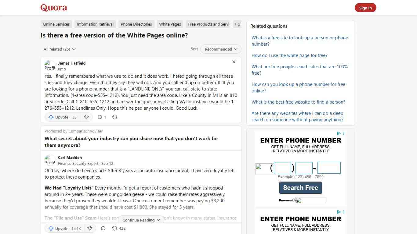 Is there a free version of the White Pages online? - Quora